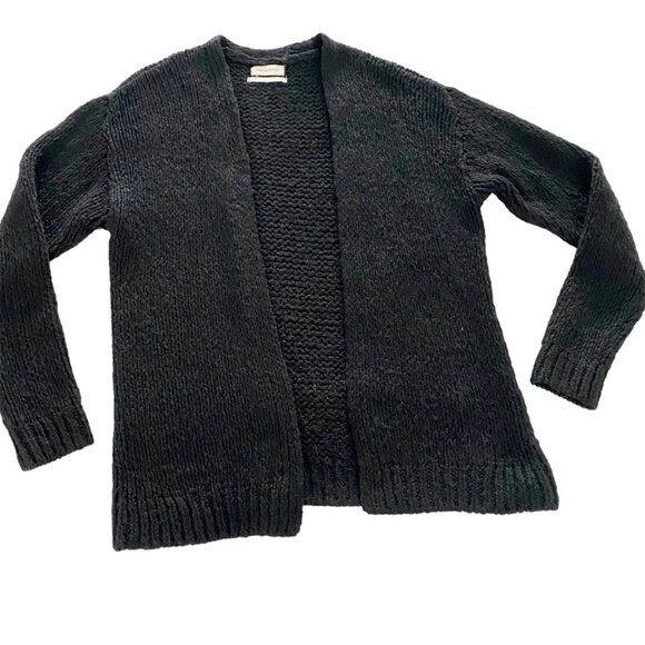 Urban Outfitters Black Chunky Knit Open Front Pockets Long Sleeve Cardigan XS - Picture 4 of 11